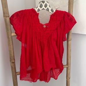 FREE PEOPLE red blouse SIZE SMALL